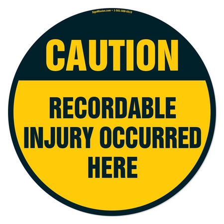 SIGNMISSION Recordable Injury Occurred Here 16in Non-Slip Floor Marker, 3PK, 16 in L, 16 in H, 2-C-16-3PK-99900 FD-2-C-16-3PK-99900
